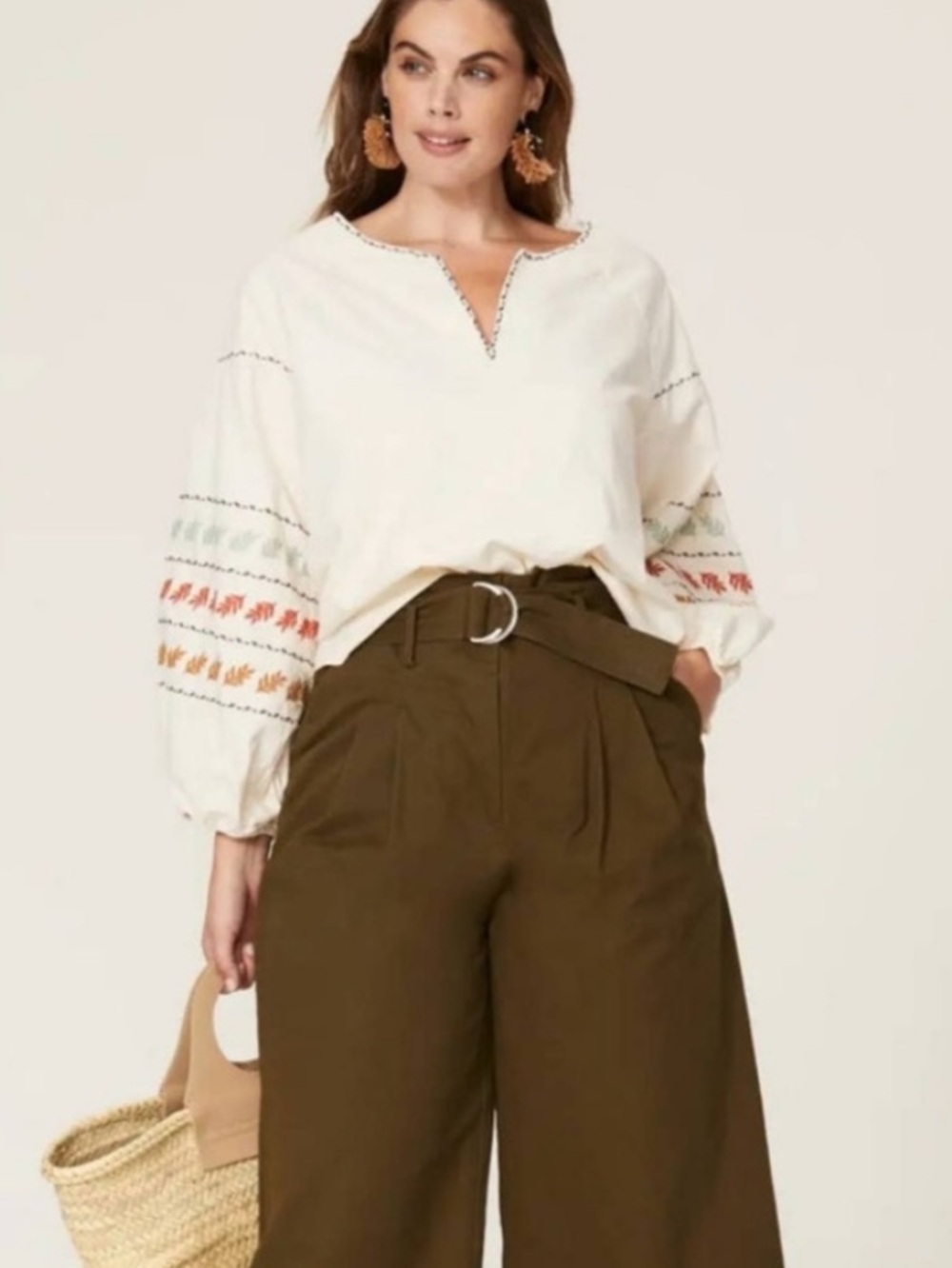 Madewell Embroidered Bohemian Ivory Peasant Blouse Size L‎ - Picture 13 of 13